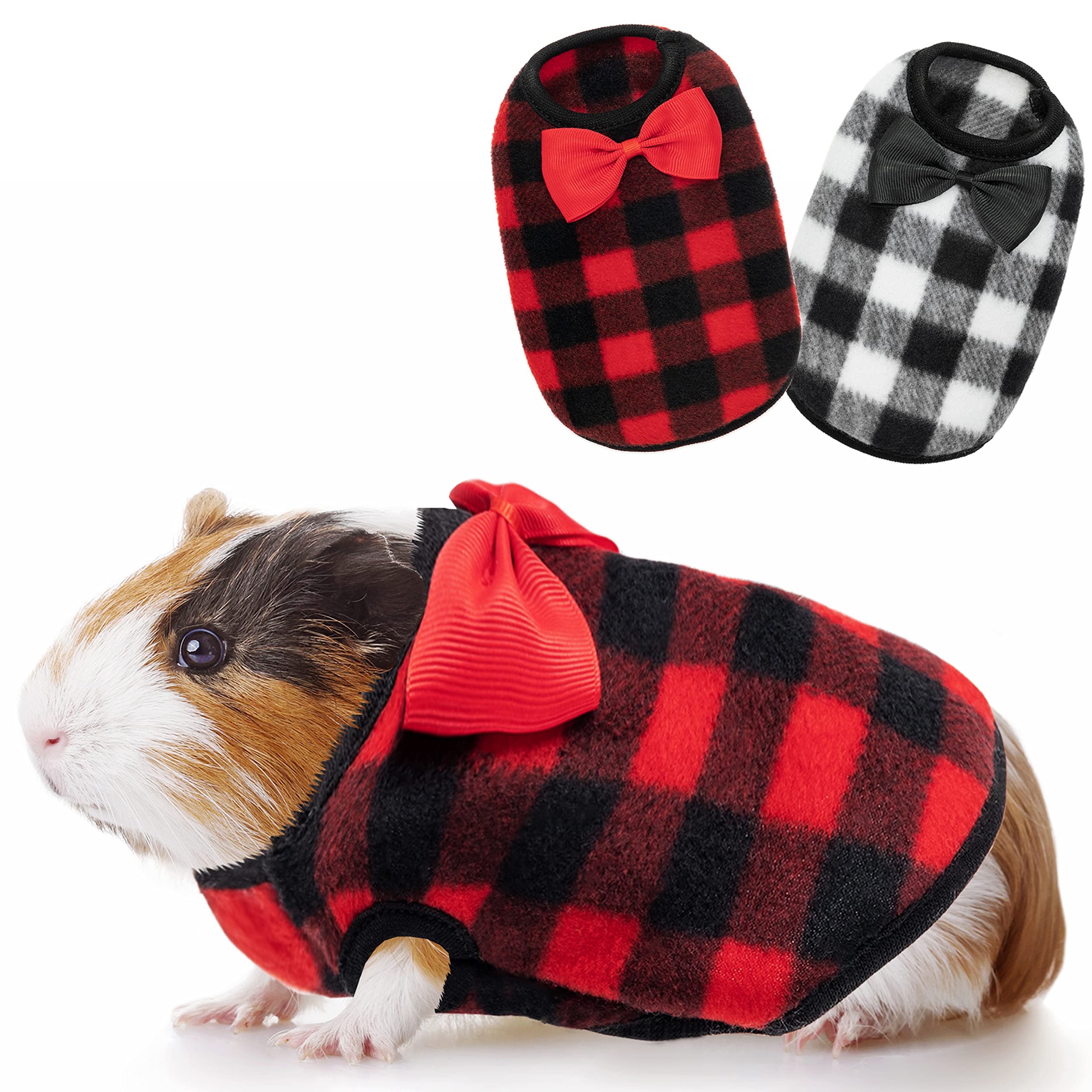 TUKOAW guinea pig clothes in red plaid for warmth and festive style