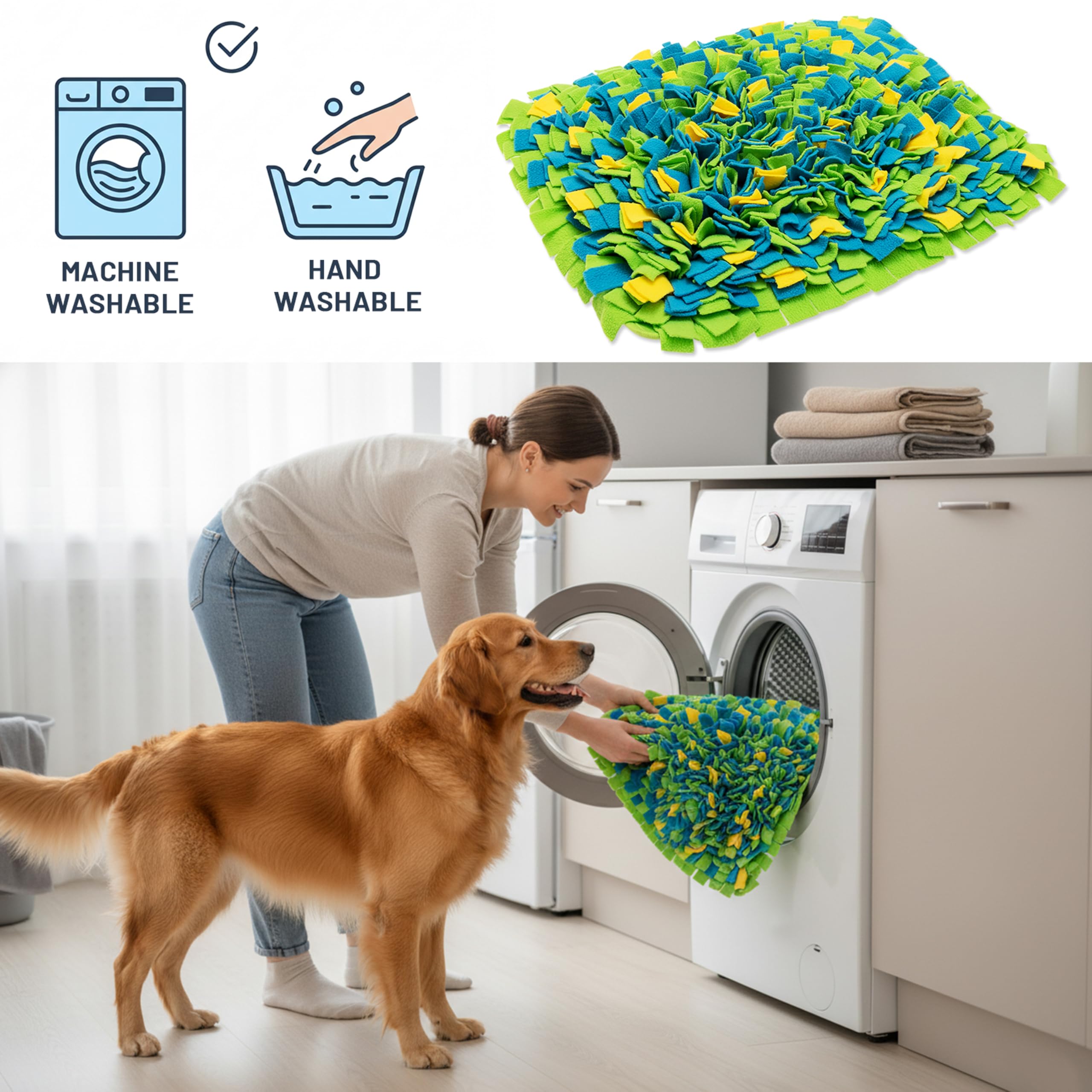TUKOAW Snuffle Mat 22 by 16 inches offers versatile setup for indoor or outdoor use.