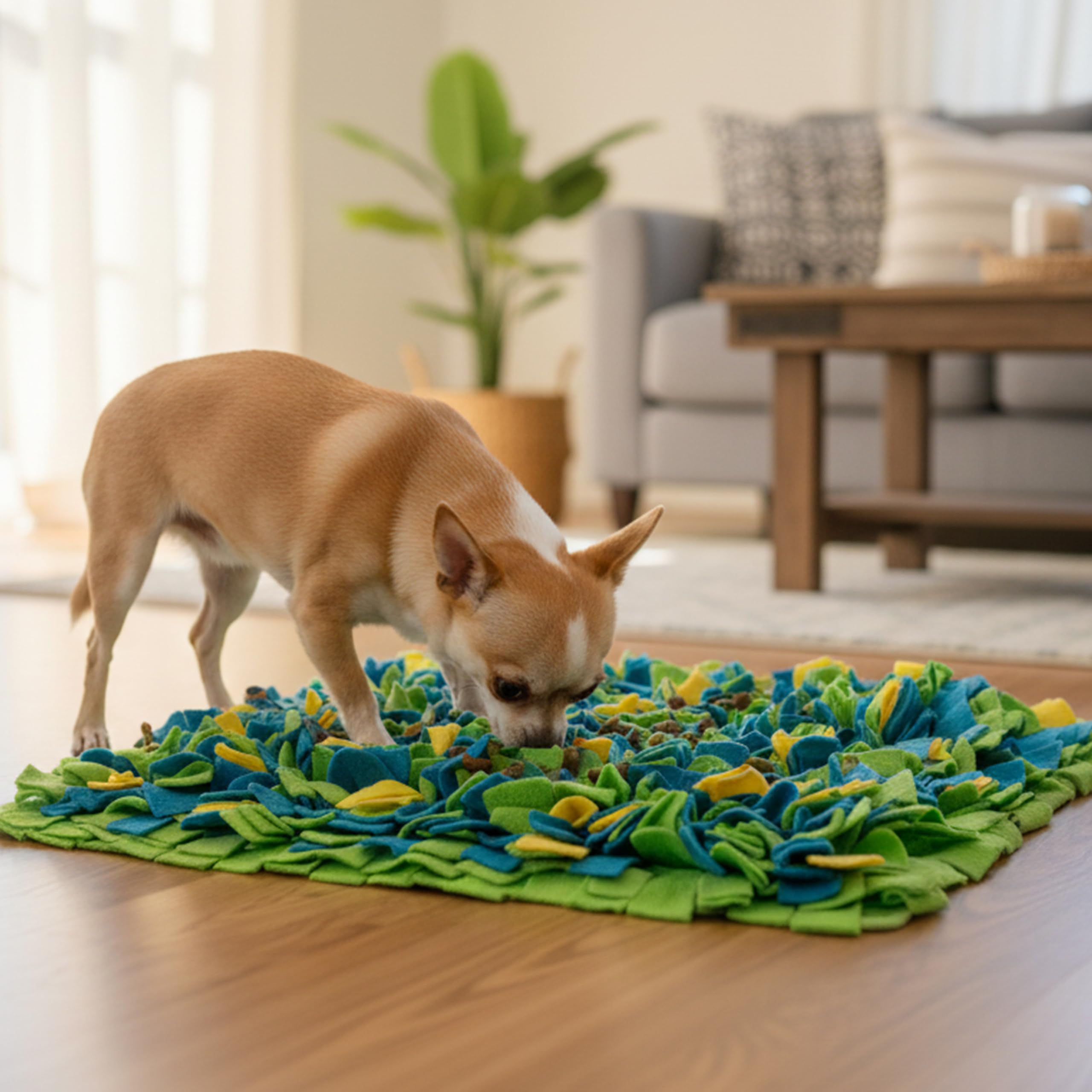 TUKOAW Snuffle Mat family-friendly use with dogs, cats, rabbits and more during interactive play.