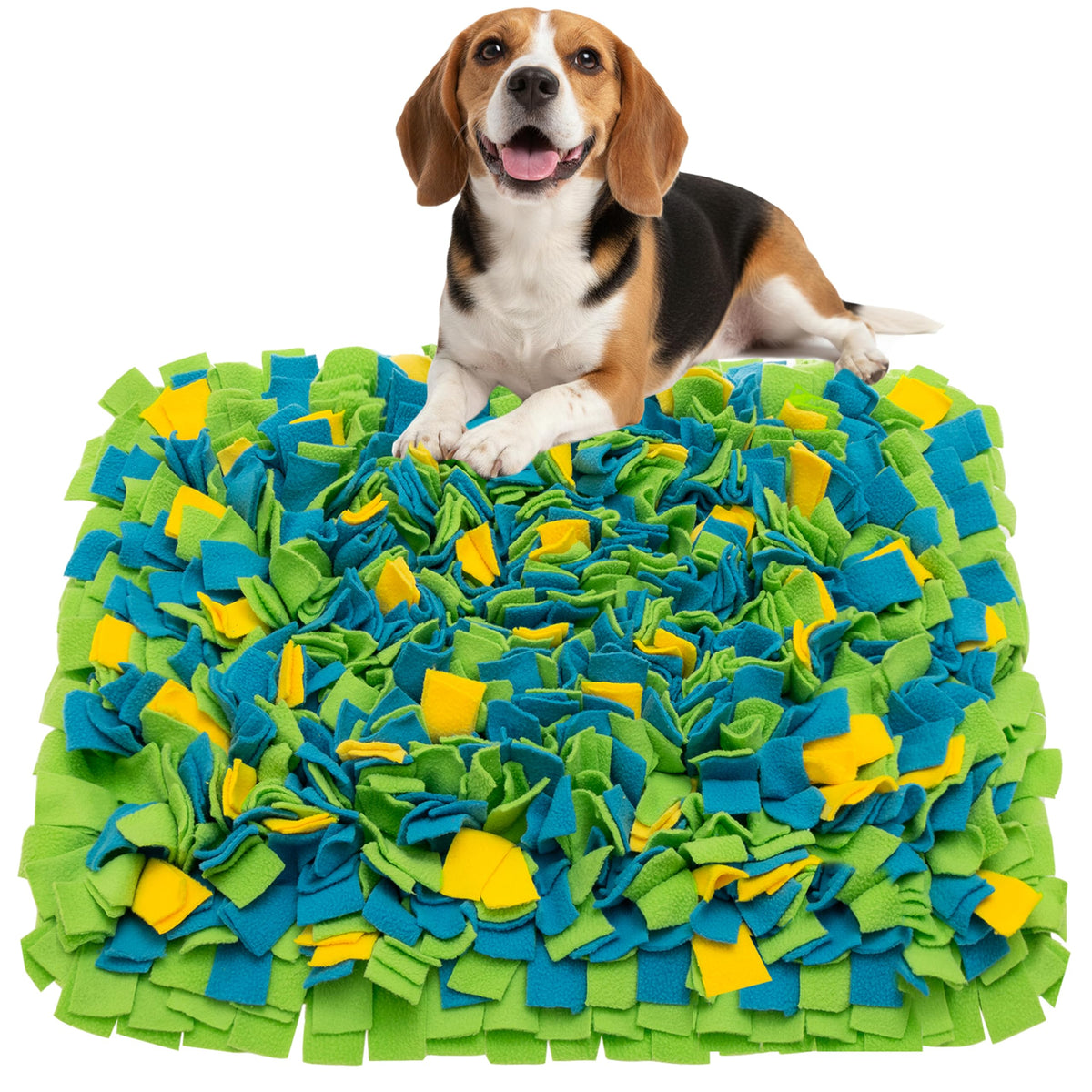 TUKOAW Snuffle Mat closeup on soft fleece invites gentle scent exploration and enrichment.
