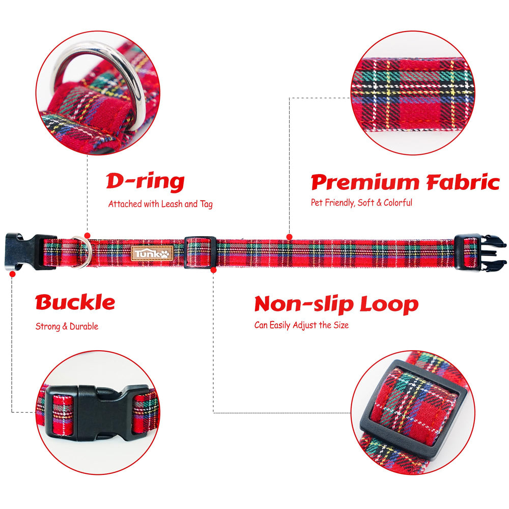 Tunkoo adjustable collar size range from small to large for various dogs.
