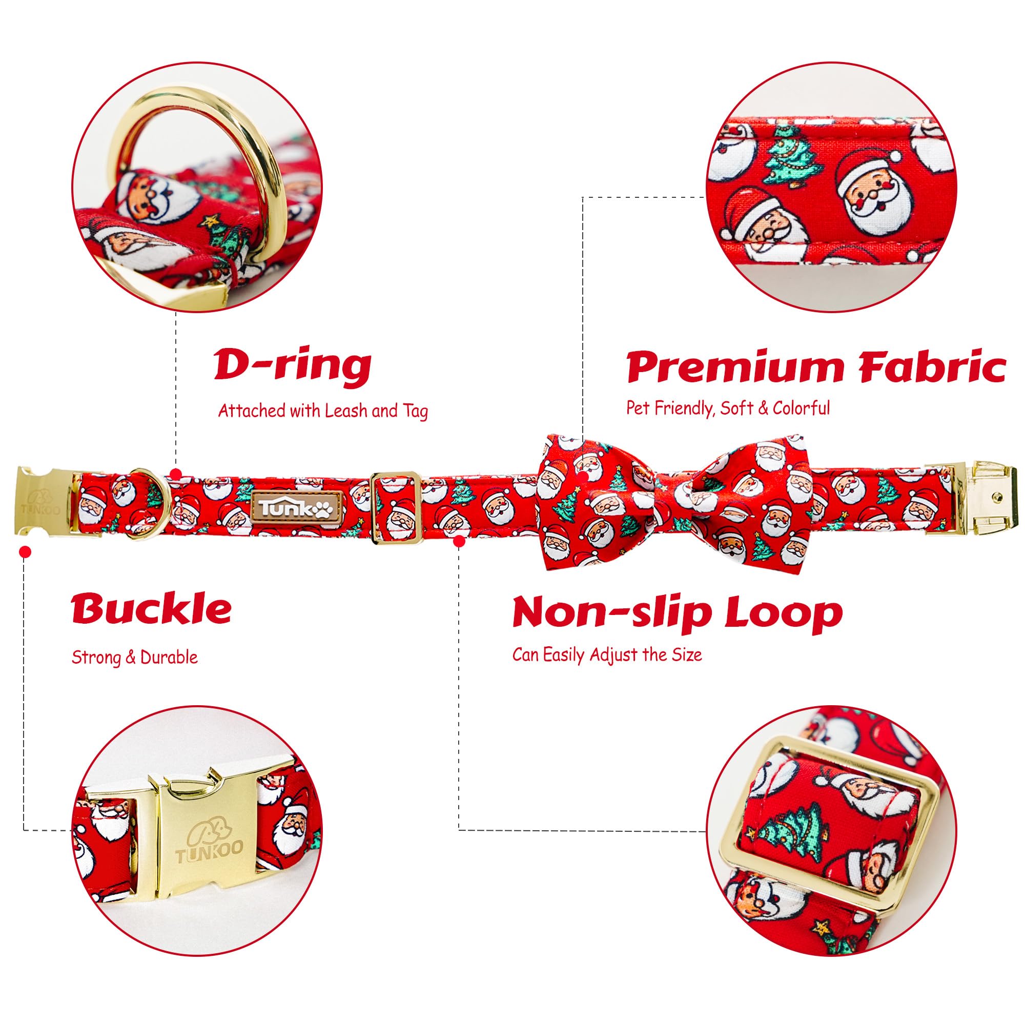 Tunkoo adjustable dog collar with robust metal buckle for secure walks