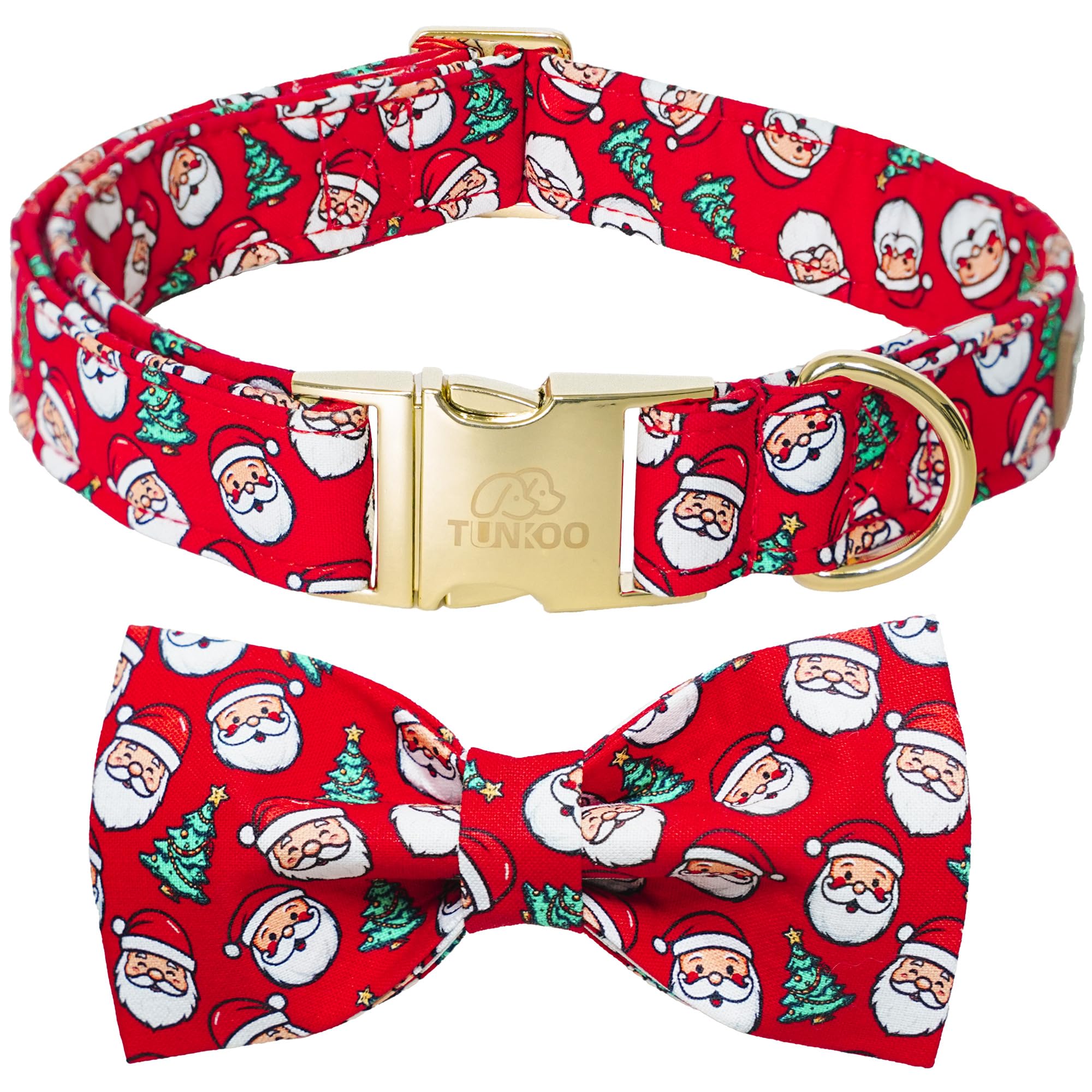 Tunkoo Christmas dog collar with bow tie detail for festive holiday walks