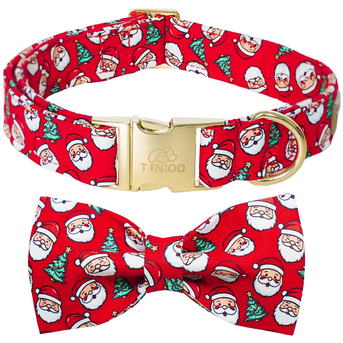 Tunkoo Christmas dog collar with bow tie detail for festive holiday walks