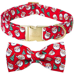 Tunkoo Christmas dog collar with bow tie detail for festive holiday walks