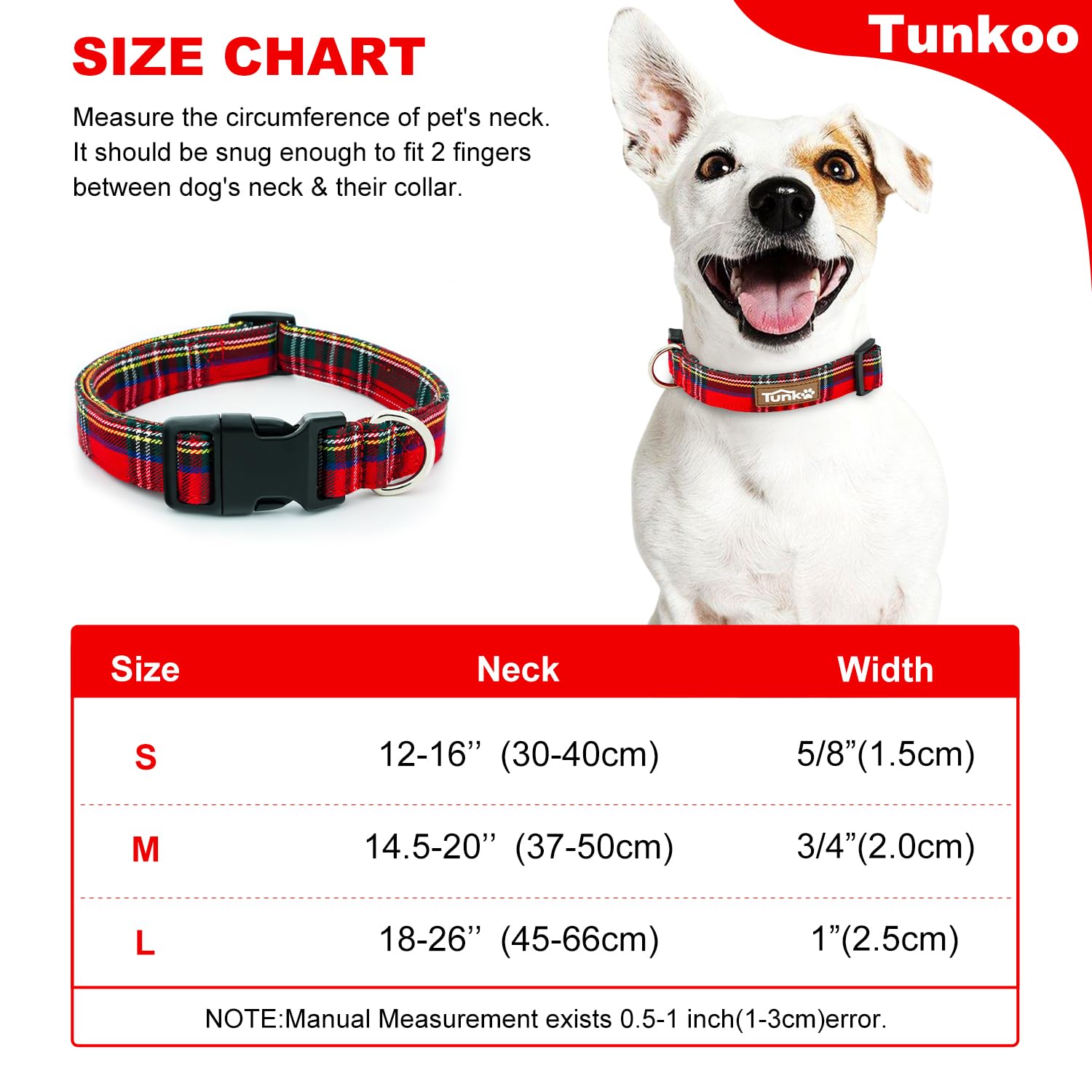 Tunkoo Christmas plaid dog leash set complements collar for coordinated holiday outings.