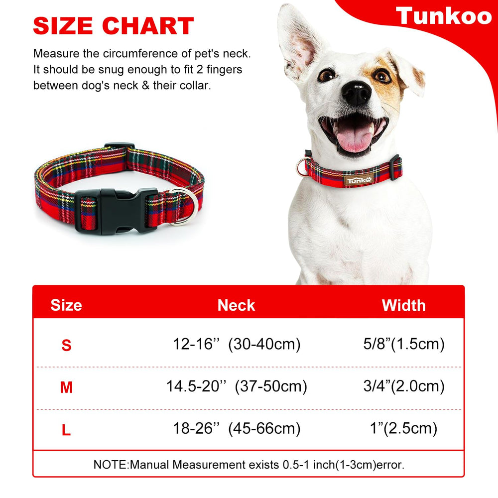 Tunkoo Christmas plaid dog leash set complements collar for coordinated holiday outings.