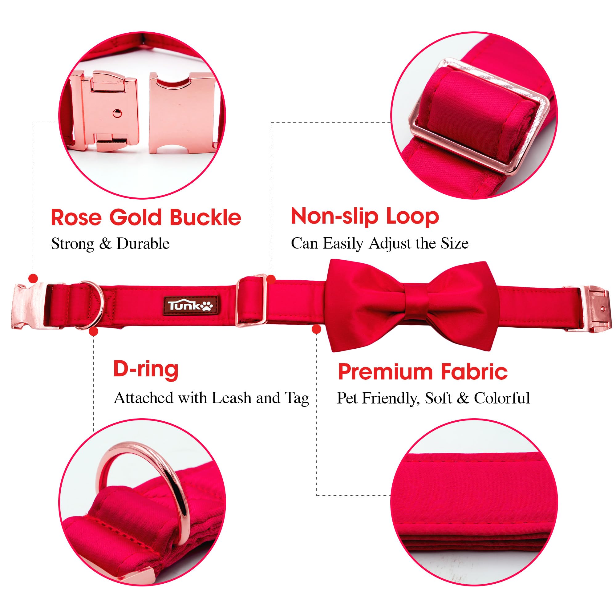 Tunkoo red silk collar on a festive holiday outfit for photos.