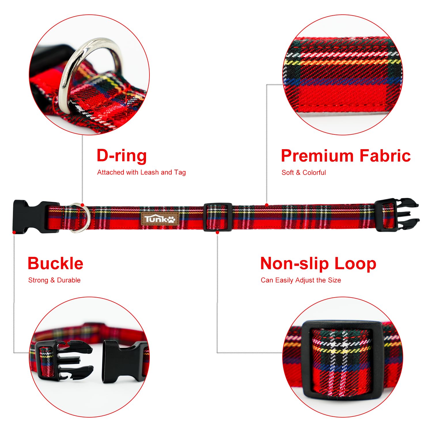 Tunkoo small size adjustable collar demonstrates comfortable fit for small breeds.