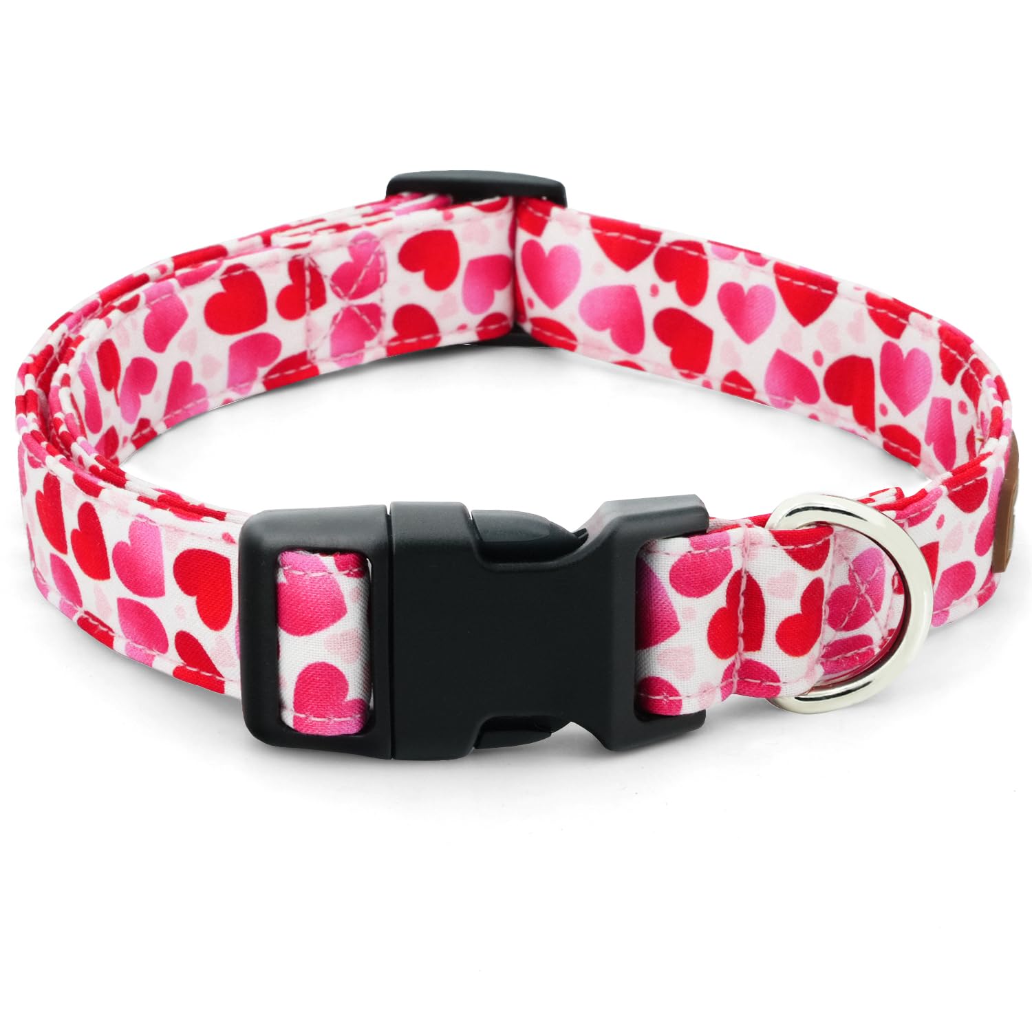 Tunkoo Valentines Day dog collar heart red on a dog for festive family walks