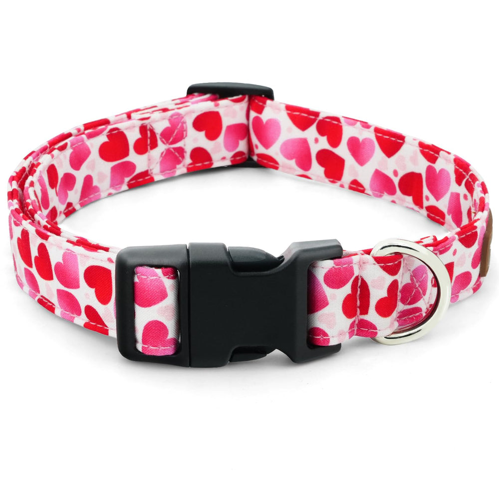 Tunkoo Valentines Day dog collar heart red on a dog for festive family walks