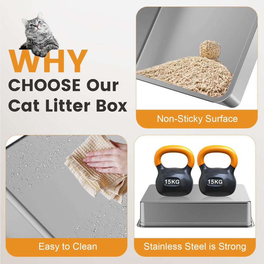 Tunpug XXXL open-top stainless steel tray for easy cleaning