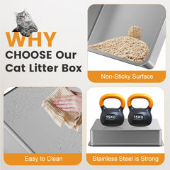 Tunpug XXXL open-top stainless steel tray for easy cleaning