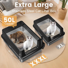 Tunpug XXXL litter box side view highlighting tall walls for containment