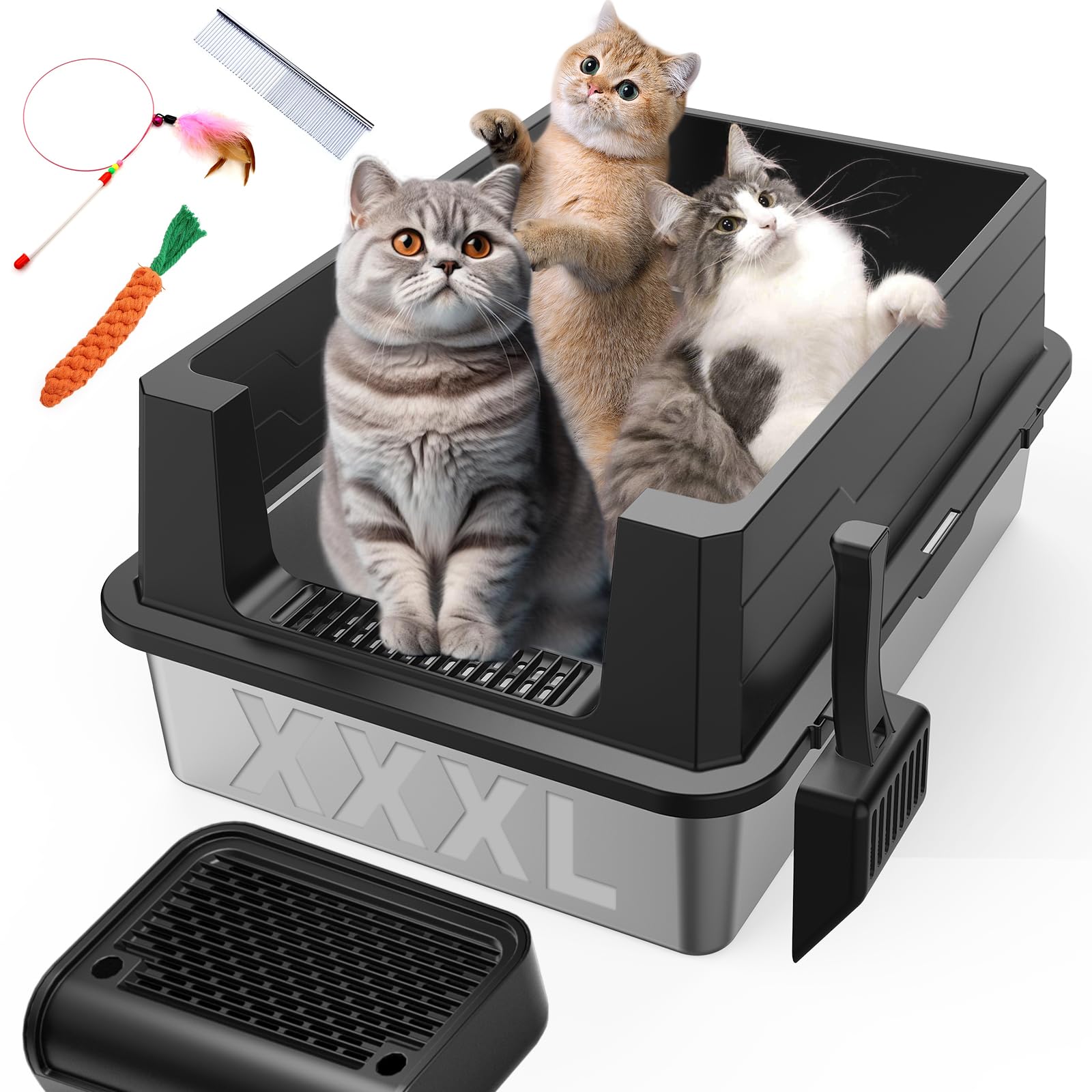 Tunpug XXXL litter box top view showing spacious interior for large cats