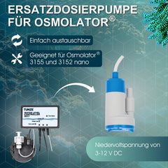Tunze replacement metering pump osmolator side view highlights low-voltage operation