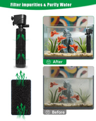 Tuodaxin 20W submersible filter assembly enables tool-free setup and quick installation.