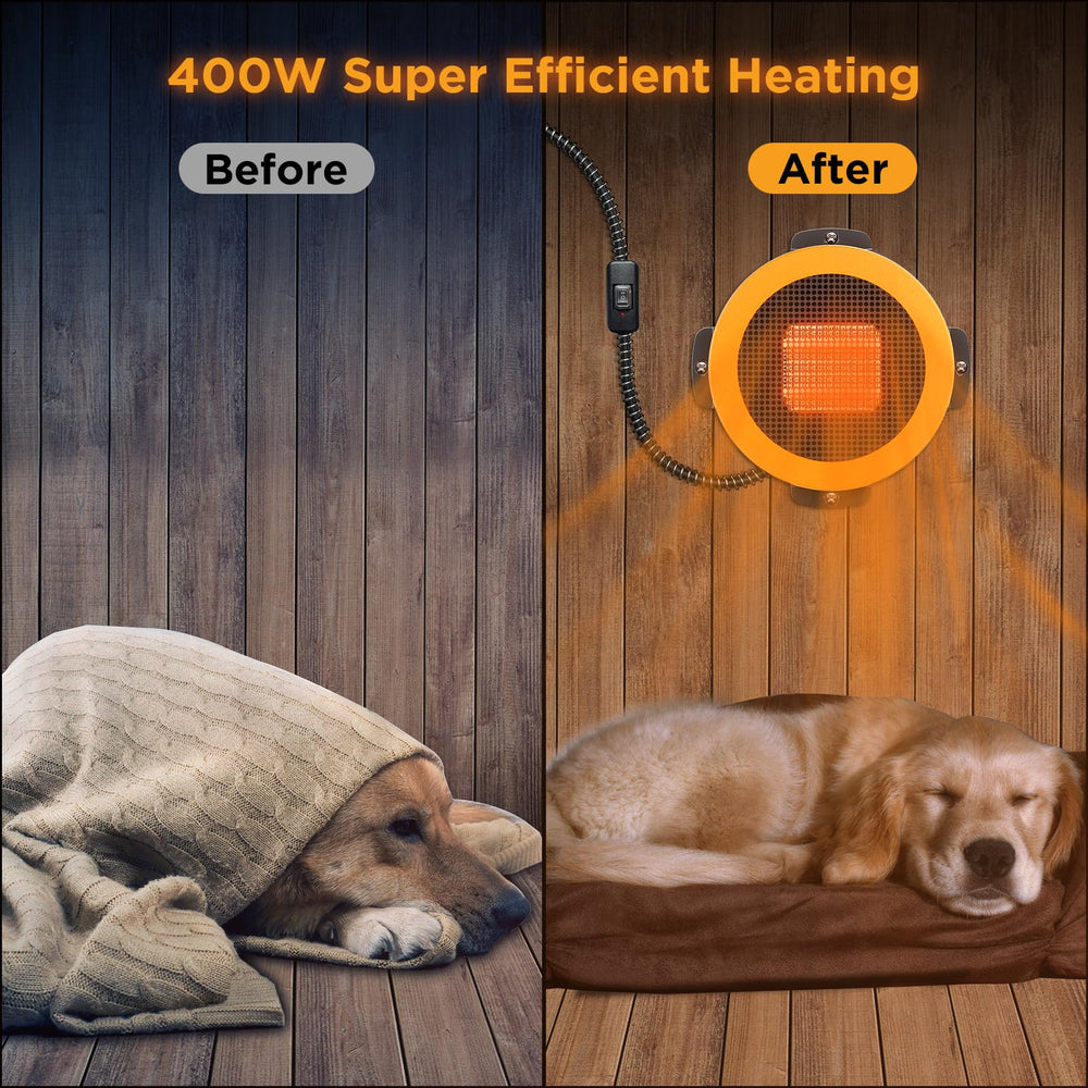 TURBRO heater with chew-proof cord keeps wires safe during playtime warmth