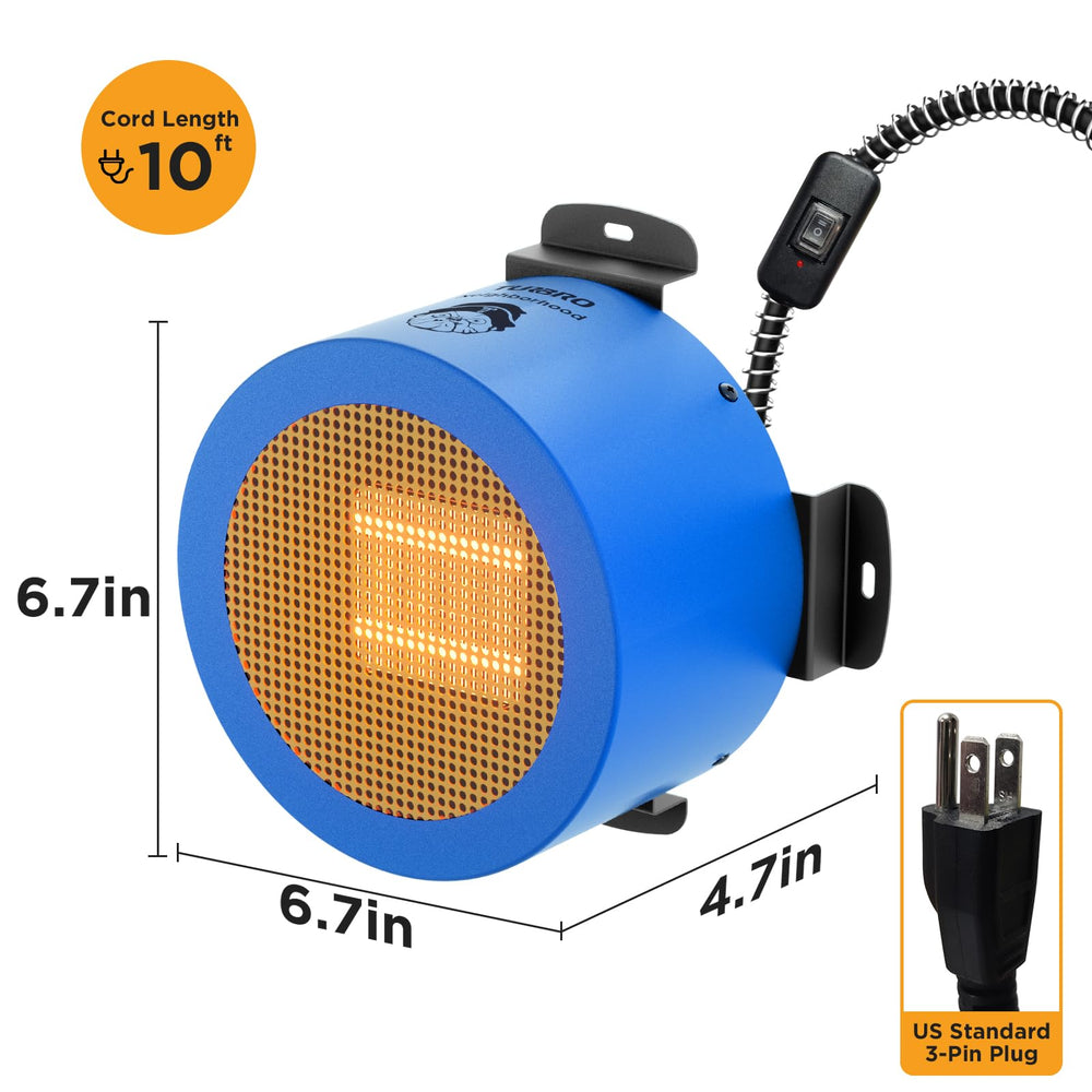 TURBRO compact heater fits dog houses, cat houses, and chicken coops.