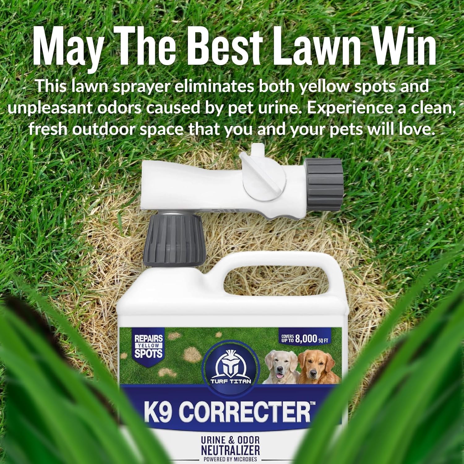 Turf Titan K9 Correcter enzymes-odor-elimination action keeps outdoor spaces fresh.