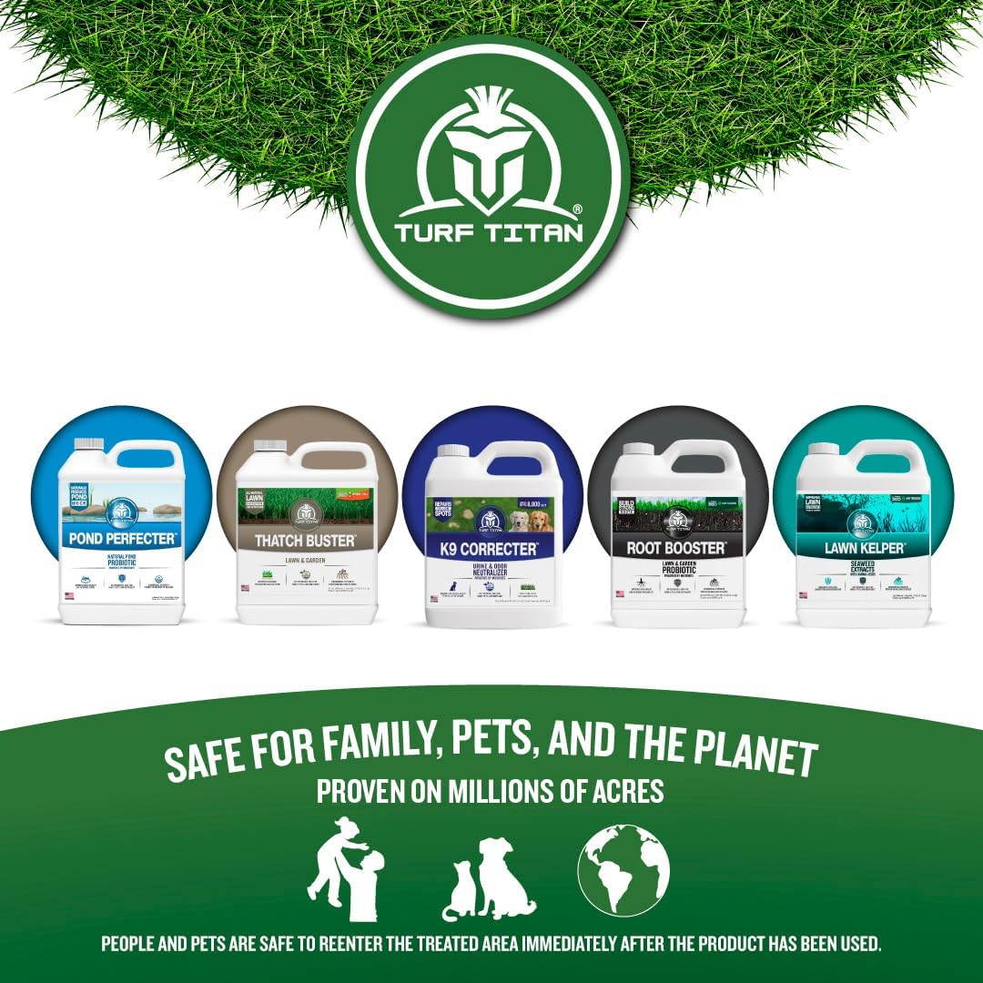 Turf Titan K9 Correcter long-term protection helps maintain lush grass over time.