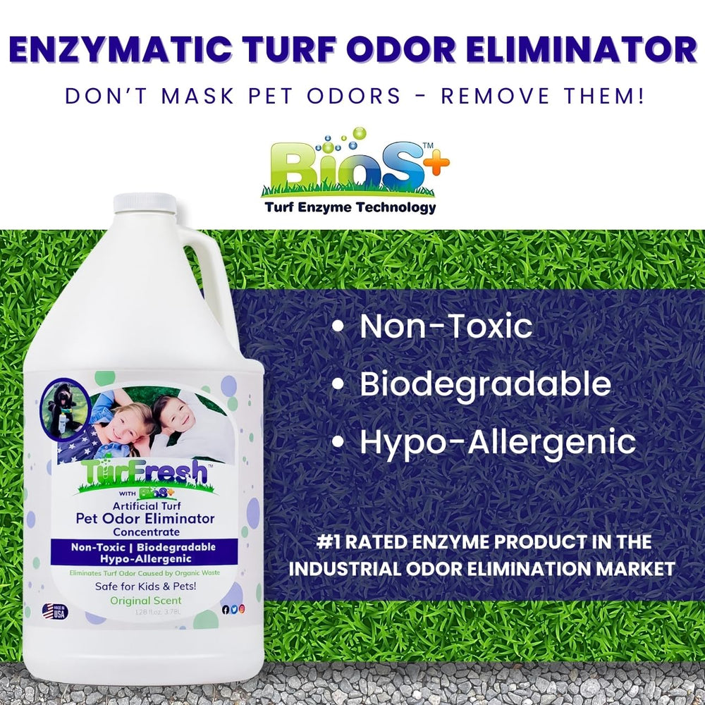 TurFresh BioS+ surface application on artificial turf for long-lasting freshness.