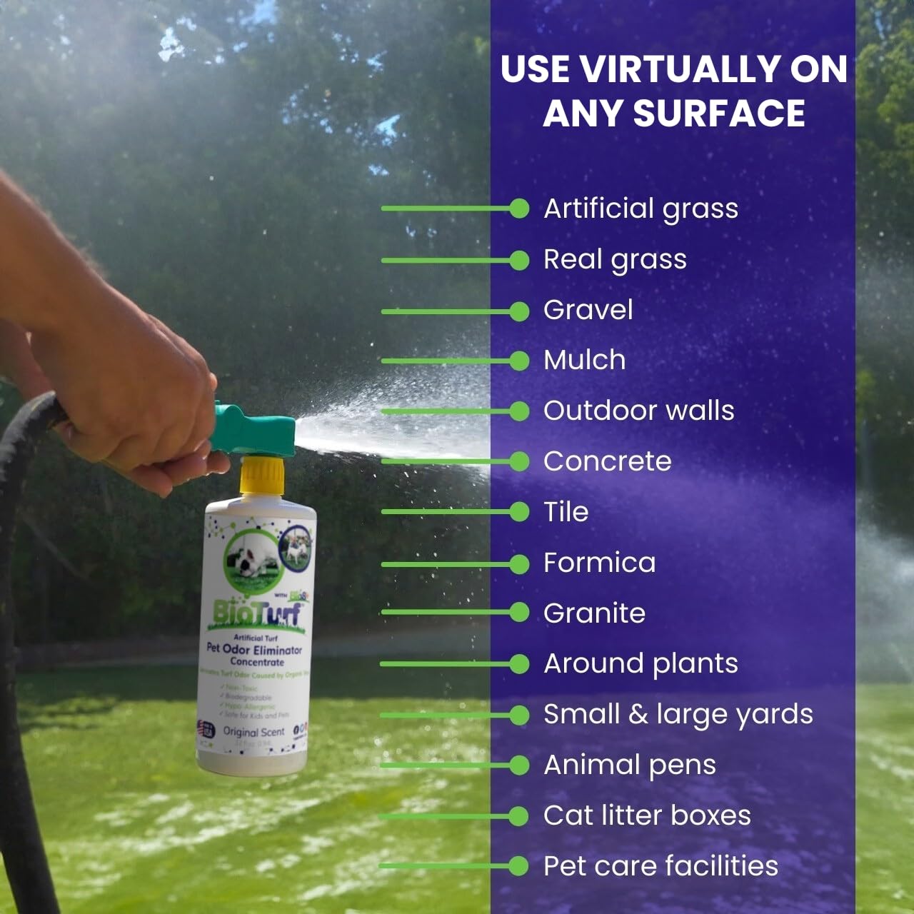 TurFresh BioS+ safety highlights non-toxic ingredients around kids and pets