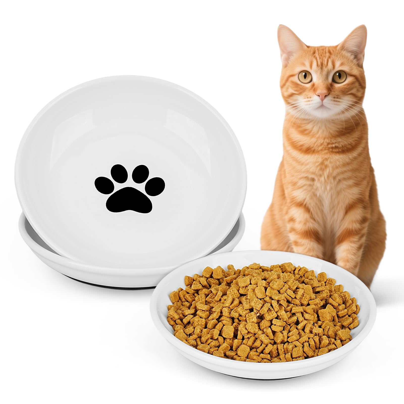 Turfson ceramic cat bowls 2-pack for easy wet food serving and everyday durability.