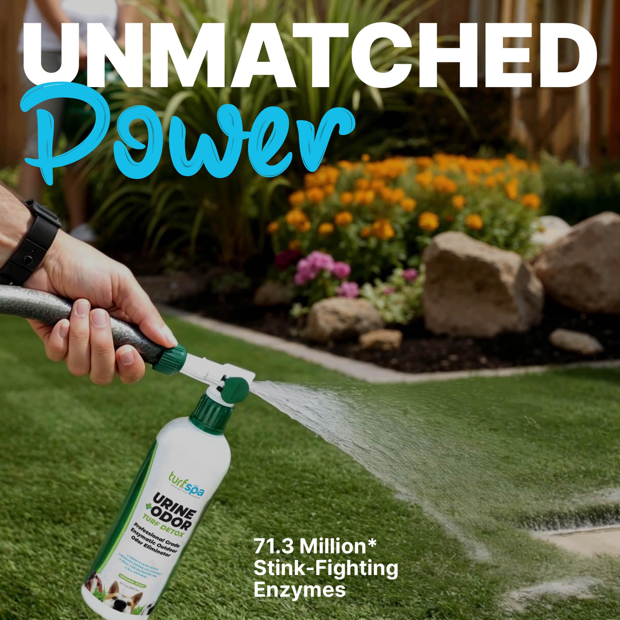 TurfSpa Urine Detox application foam demonstrates surface cleaning for kennels and concrete.