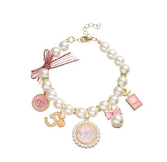 Tustao Pink Dog Pearl Collar with Bow for stylish daily wear