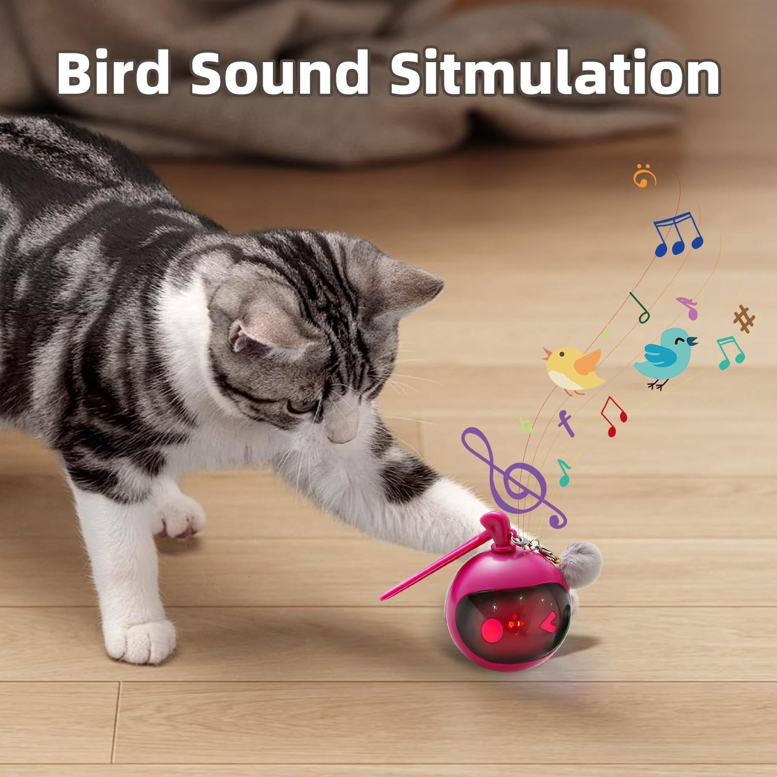 TVM interactive cat toy rose-red ball in paper bag sparks curiosity