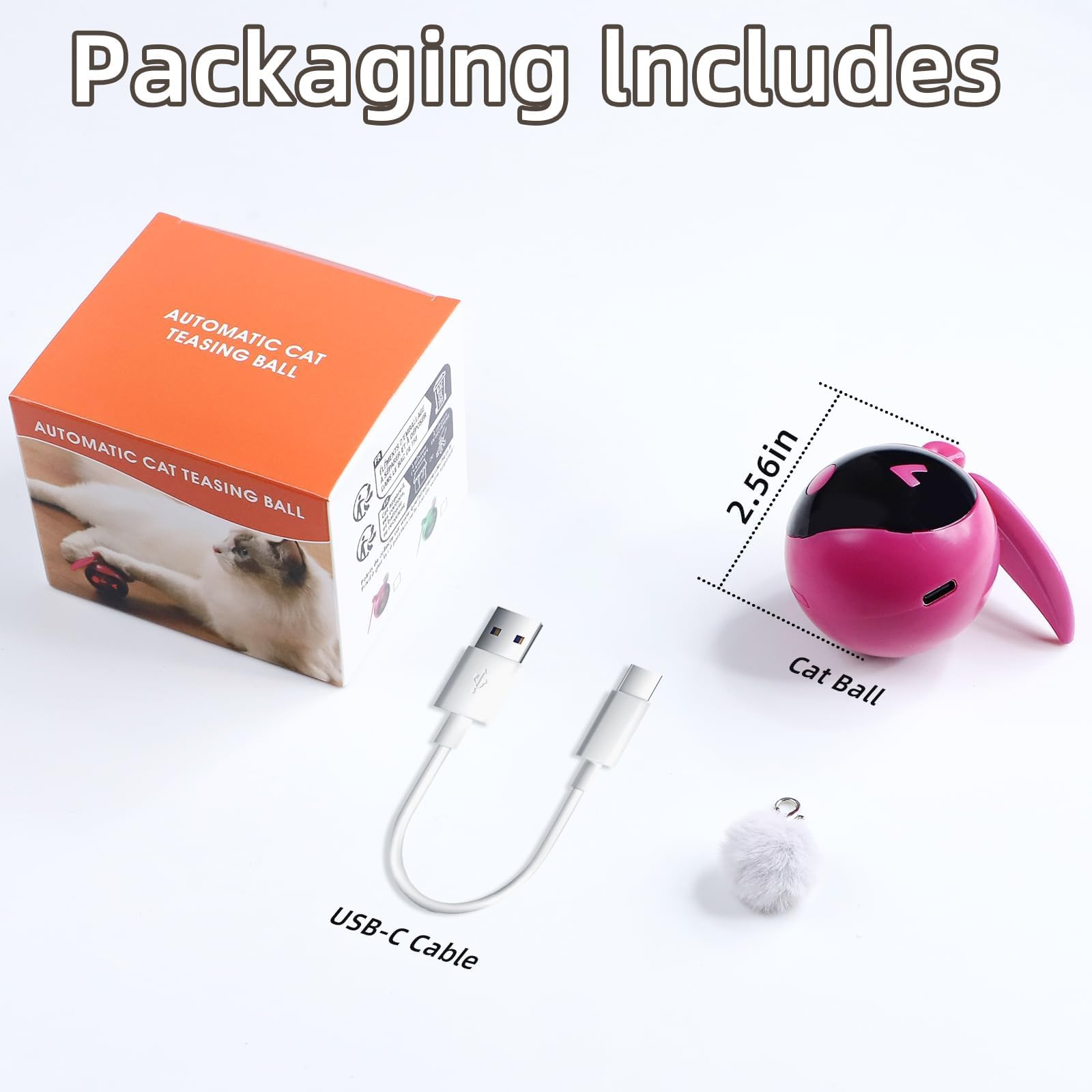 TVM interactive cat toy rose-red ball rechargeable for convenient charging