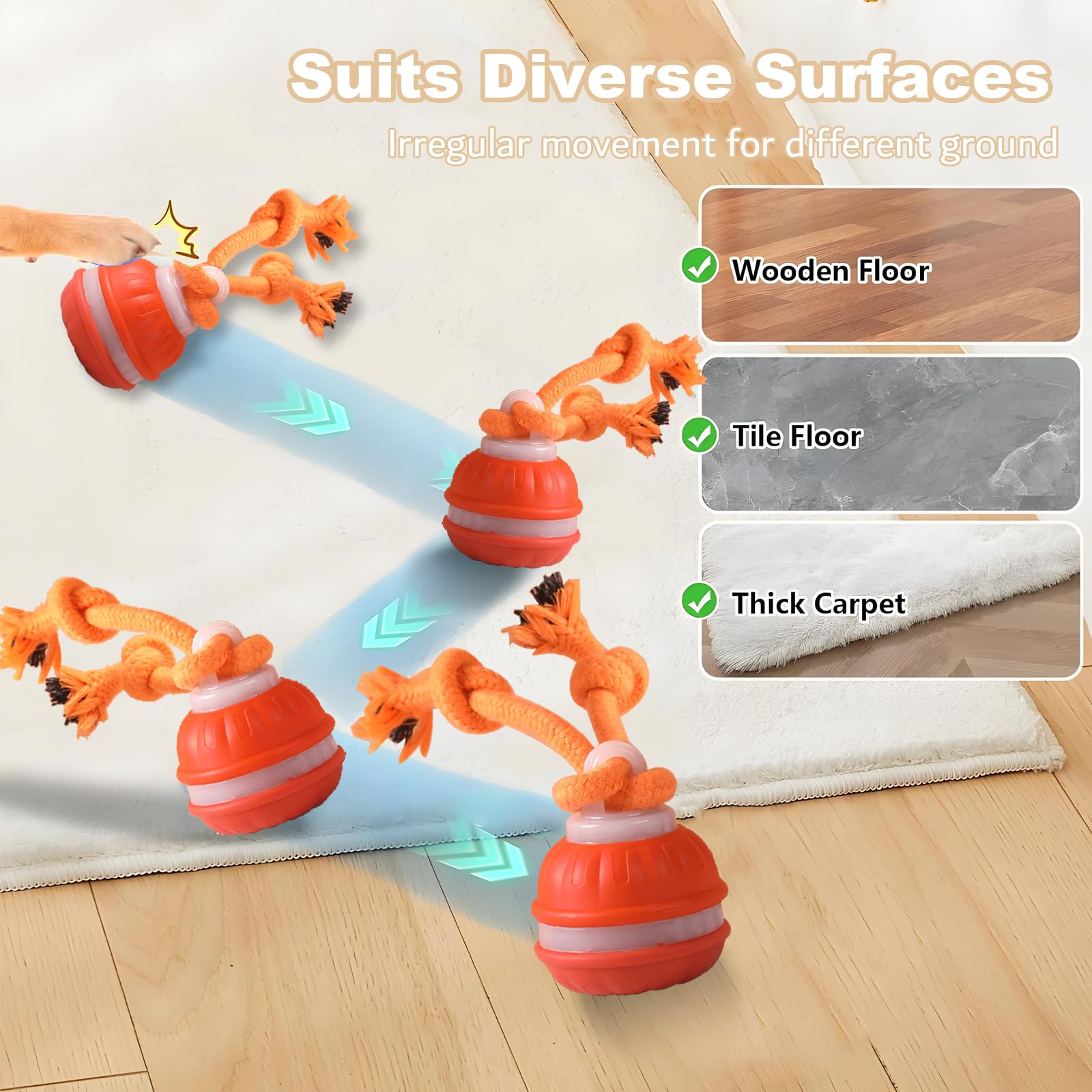 TVM Interactive Dog Ball in blue speed mode for energetic play