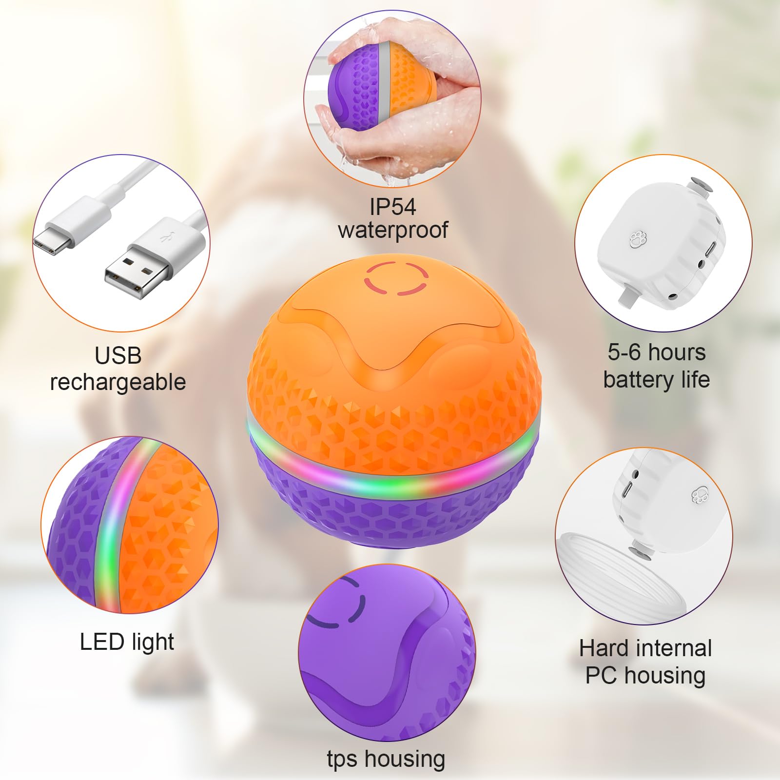 TVM Interactive Dog Ball obstacle-avoidance view signals smart safety features.