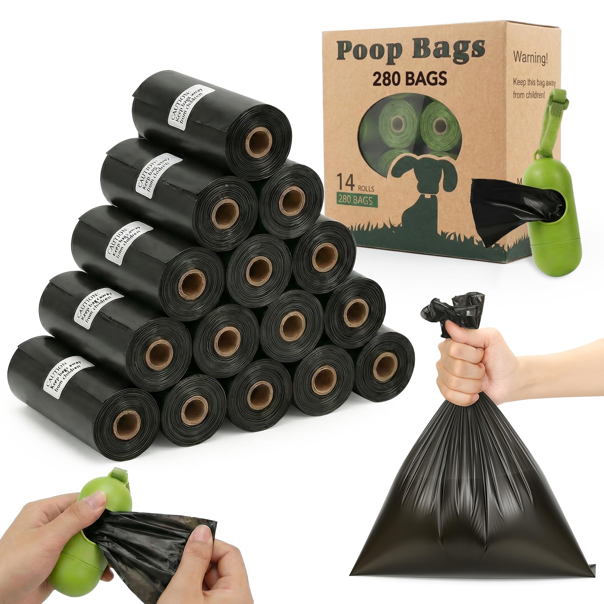 TVOOD dog poop bag rolls 280-count refill shown for extended walks.