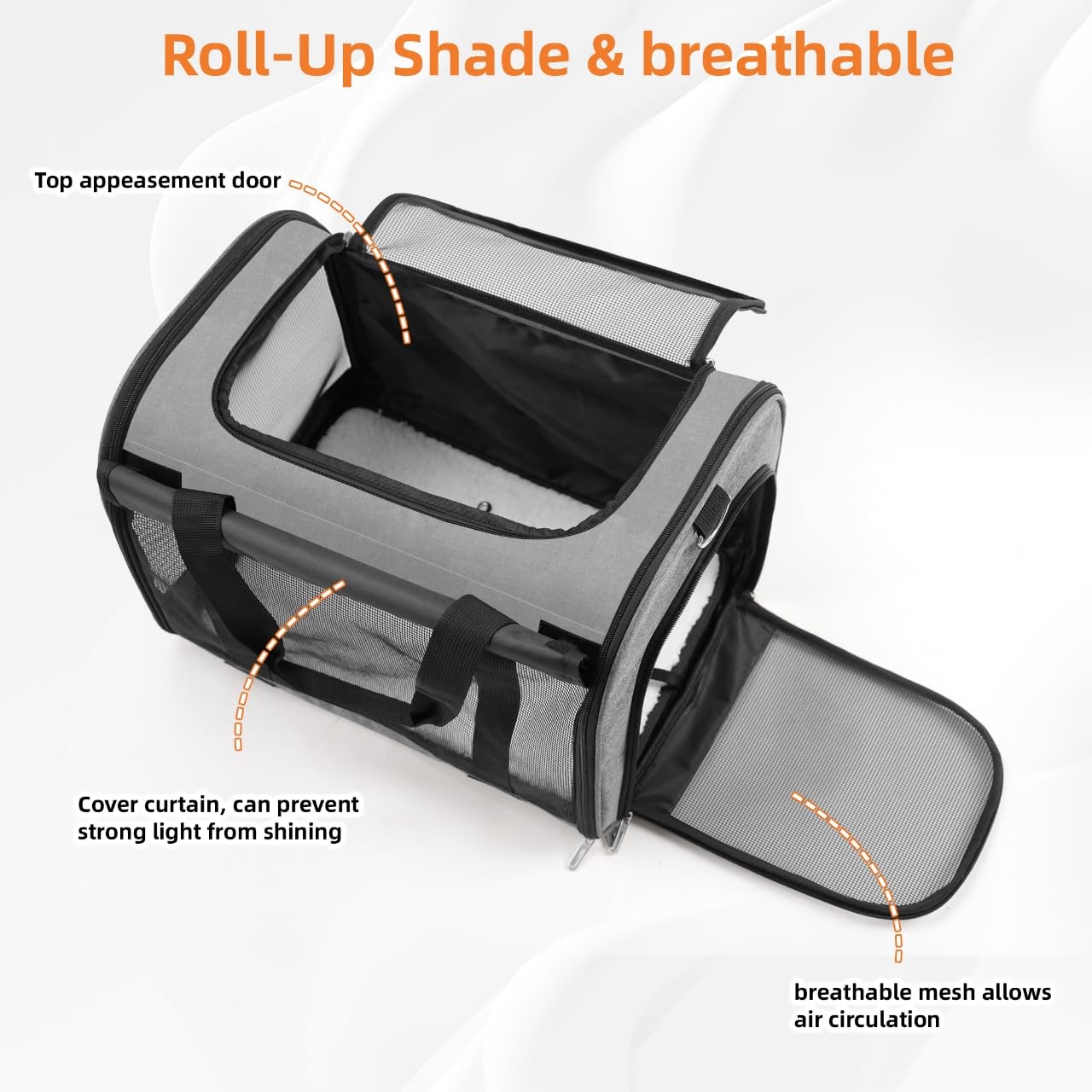 TWDEPART Cat Carrier Backpack roll-up shade creates a cozy private space for anxious moments