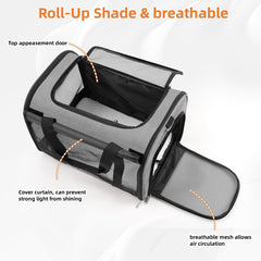 TWDEPART Cat Carrier Backpack roll-up shade creates a cozy private space for anxious moments