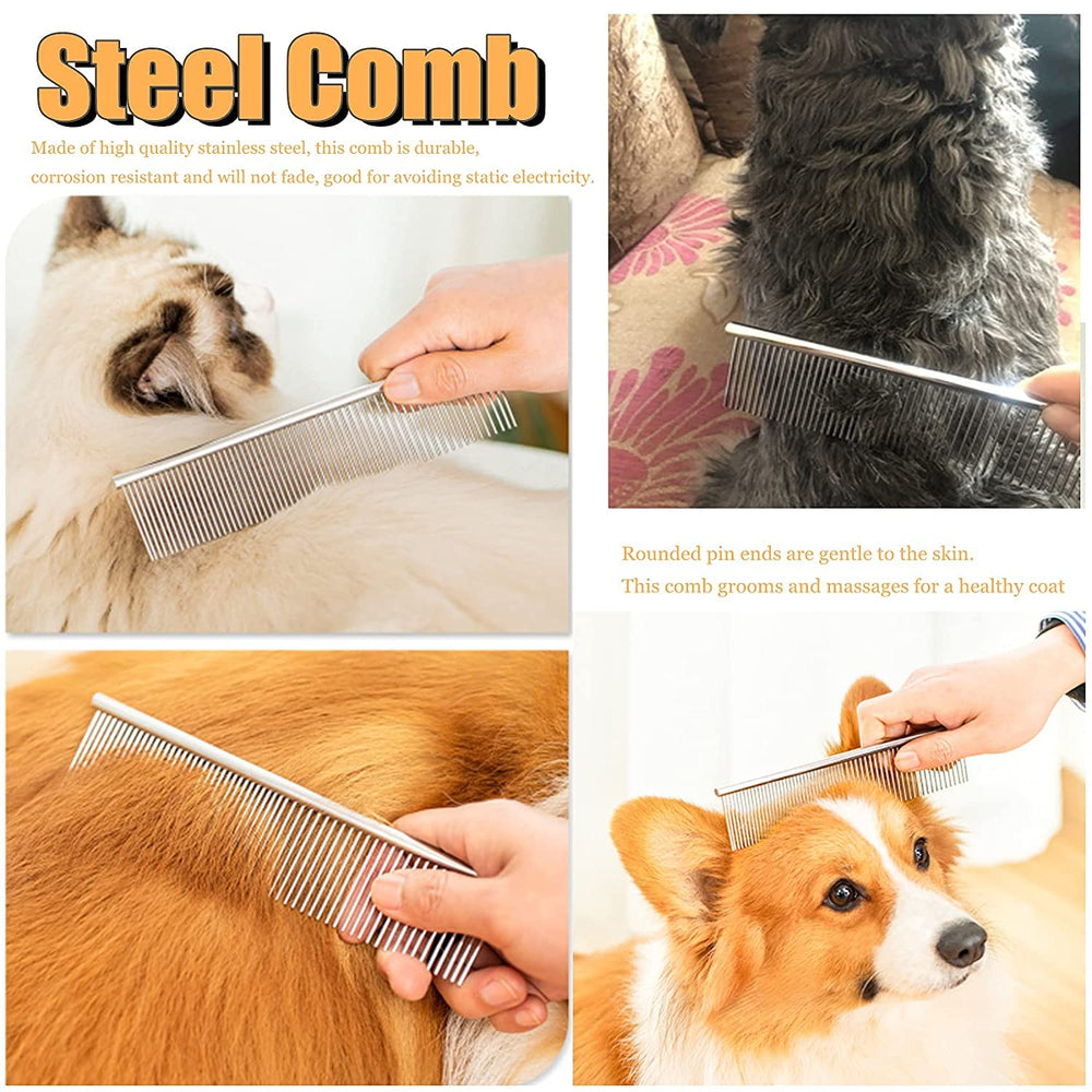 Twellife long-tooth rake shows rounded ends for gentle grooming comfort.