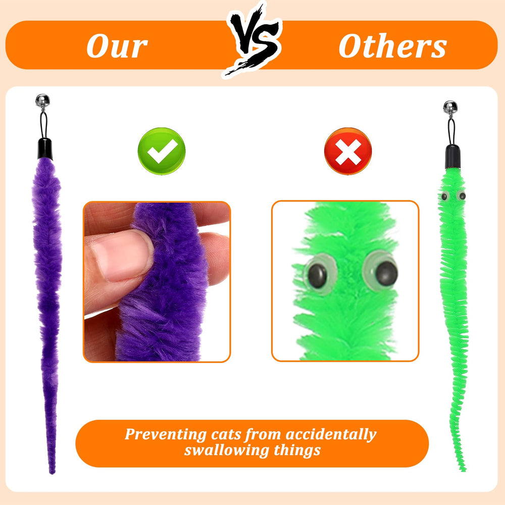 Tweruna cat worm toy anti-pilling fabric resists snags from claws for lasting play