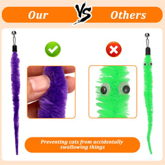 Tweruna cat worm toy anti-pilling fabric resists snags from claws for lasting play