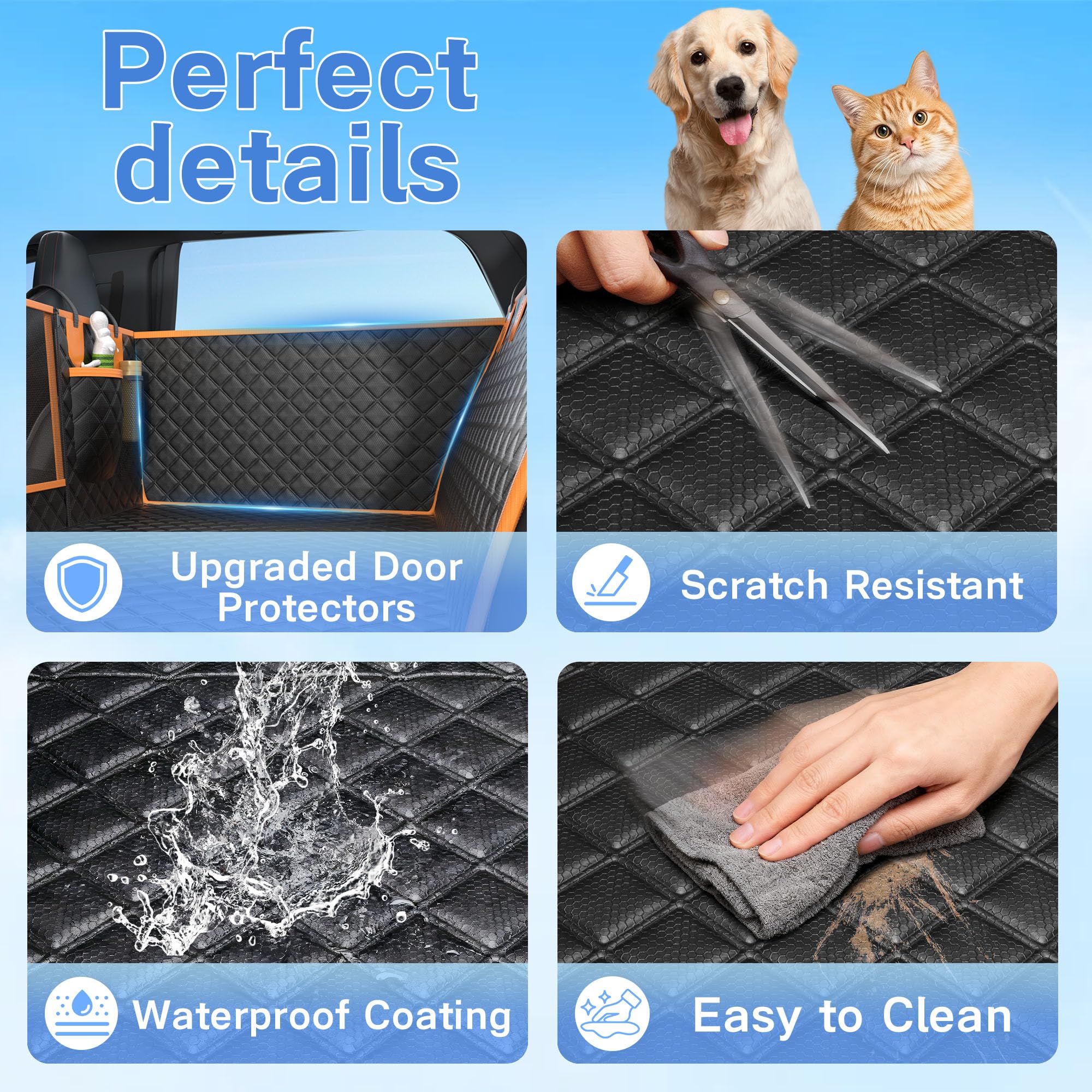 Twesync dog car seat cover door protectors prevent door scratches.