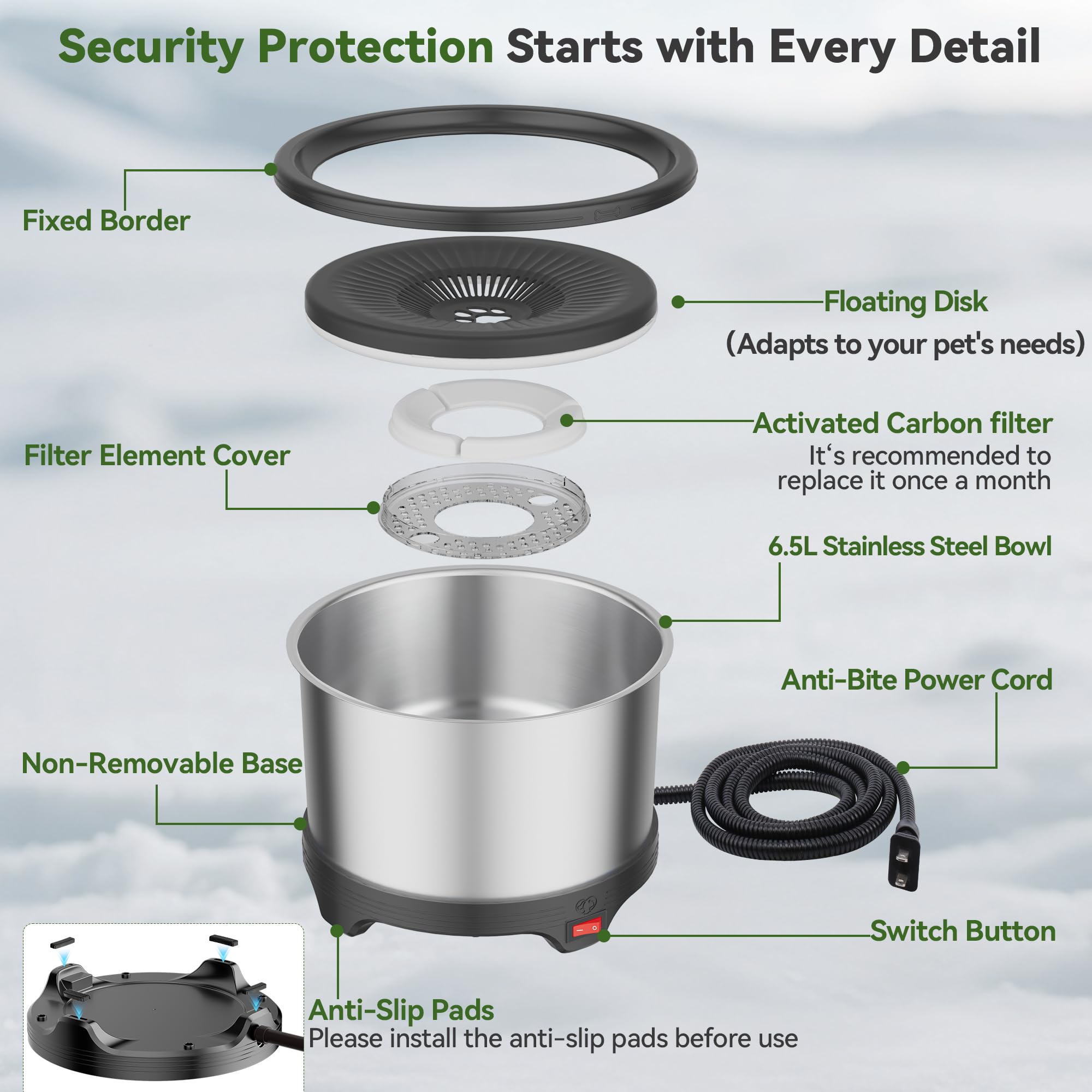 Twinsing 6.5L capacity reduces frequent refills for multi-pet homes