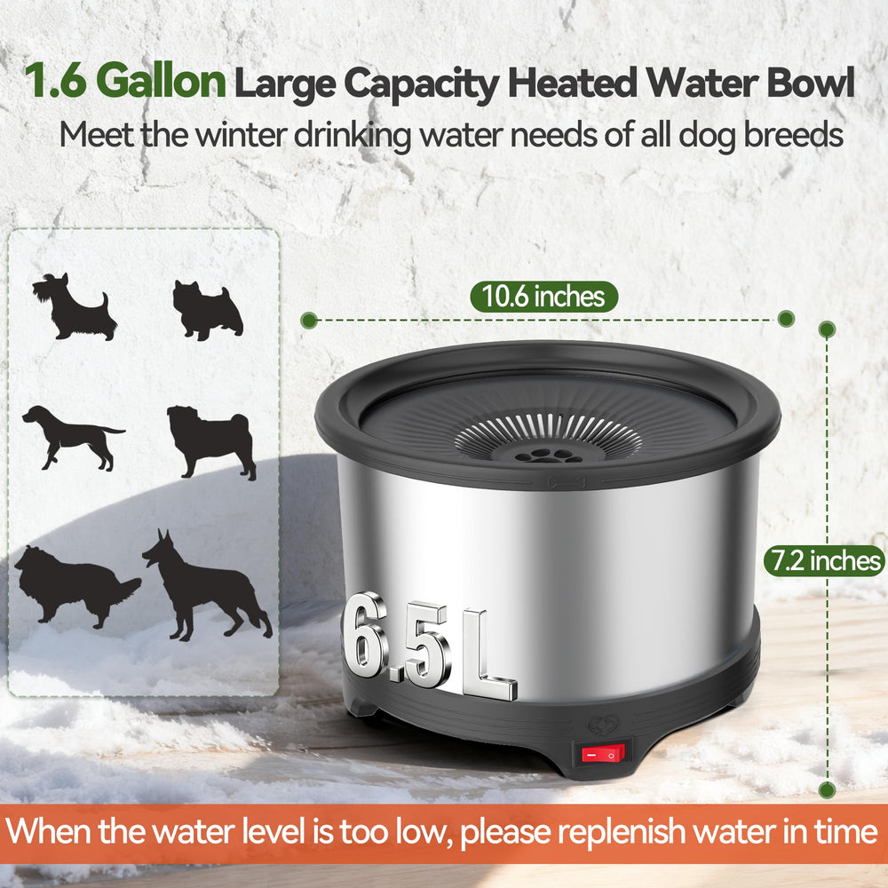 Twinsing 6.5L heated water bowl side profile showing anti chew cord