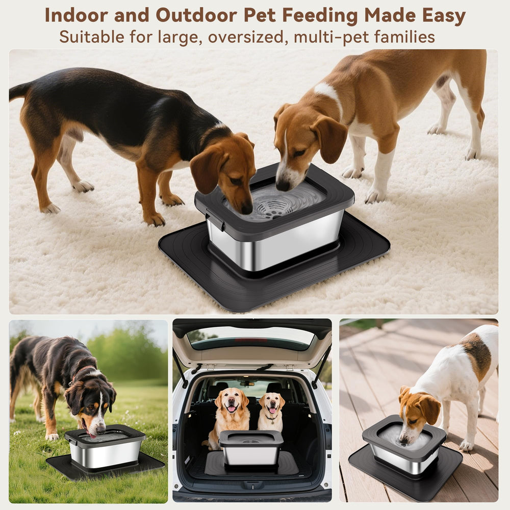 Twinsing no-spill water bowl in action reduces splashes during activity.