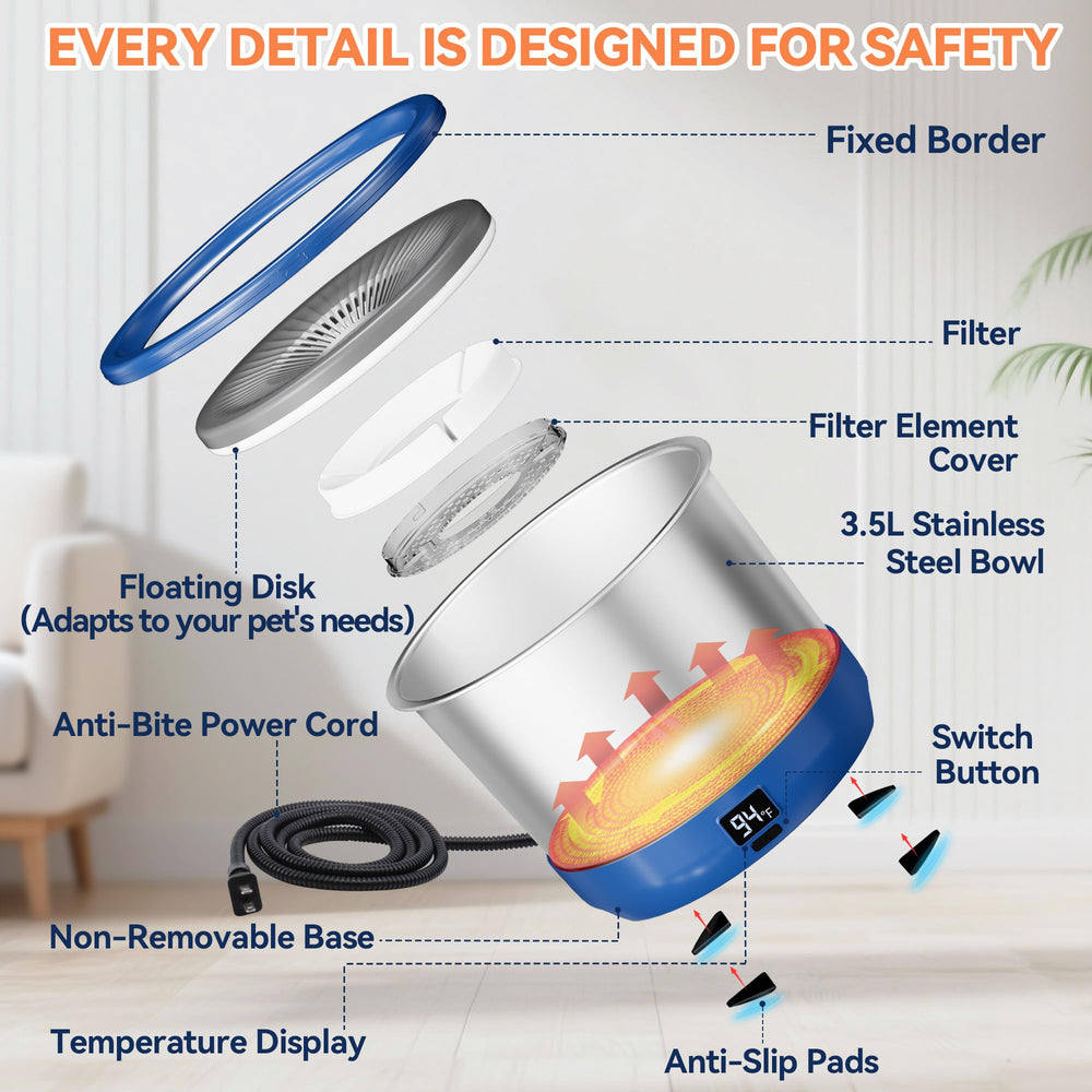 Twinsing six-temperature settings allow precise warm-water options for winter outings.