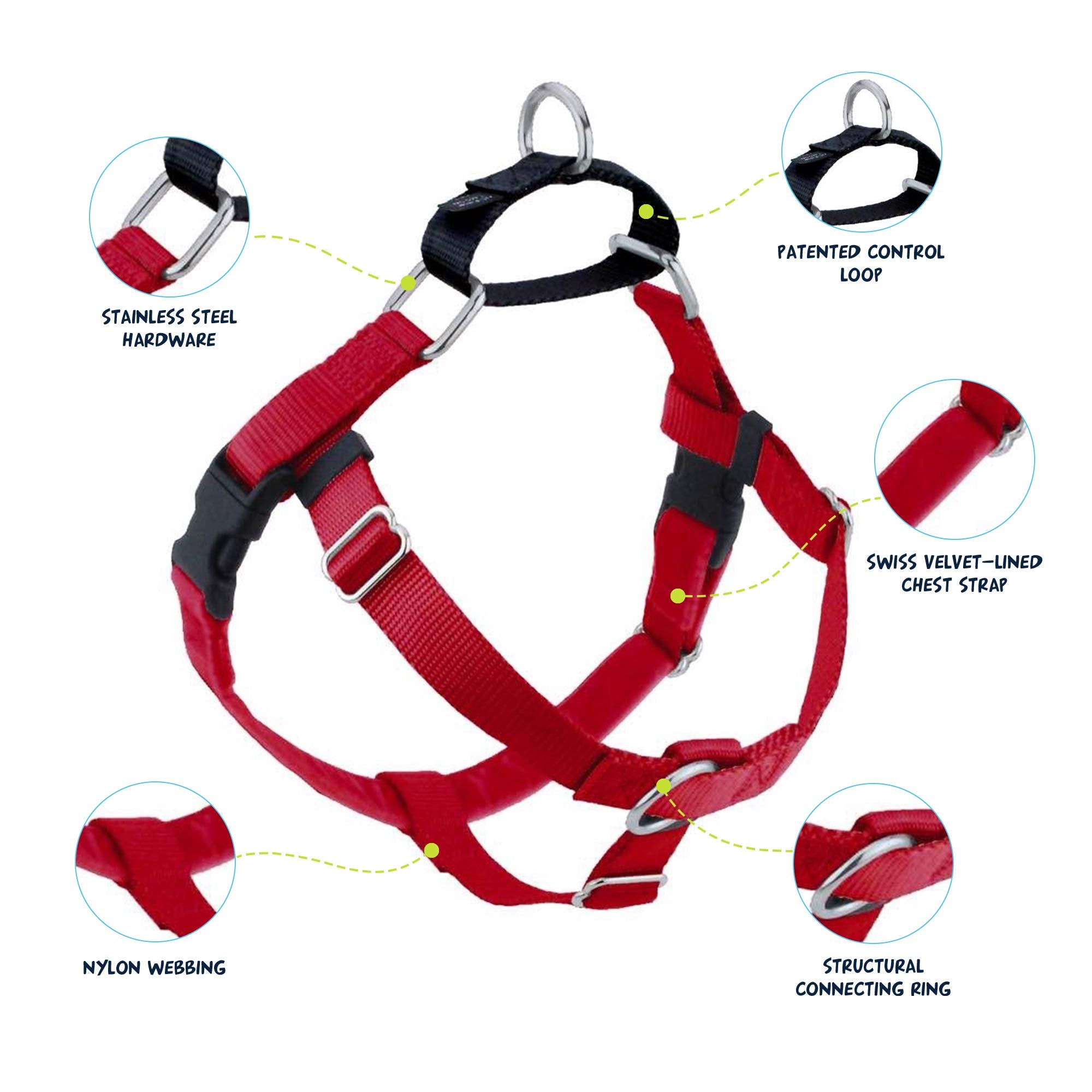 2 Hounds Design Freedom no-pull harness back view showing secure fit and even pressure.