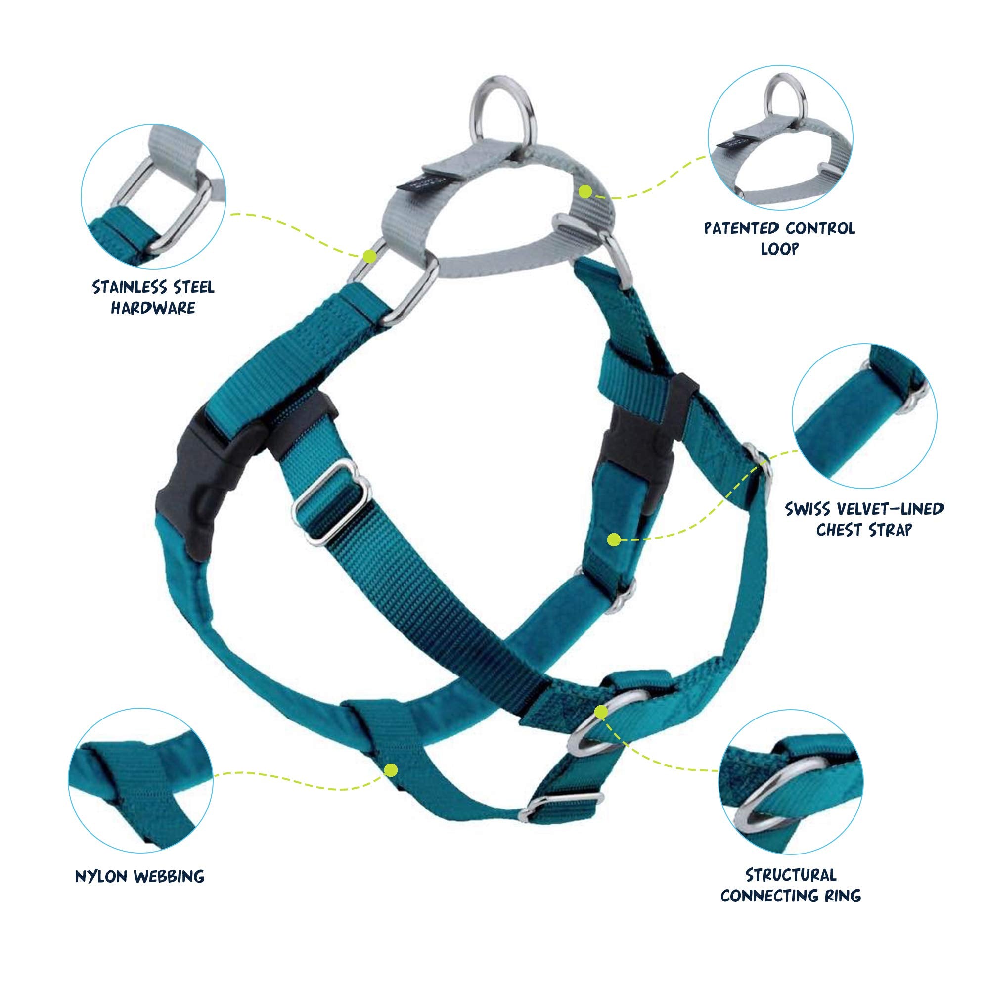 Two Hounds Design front O-ring close-up showing secure front-clip for training