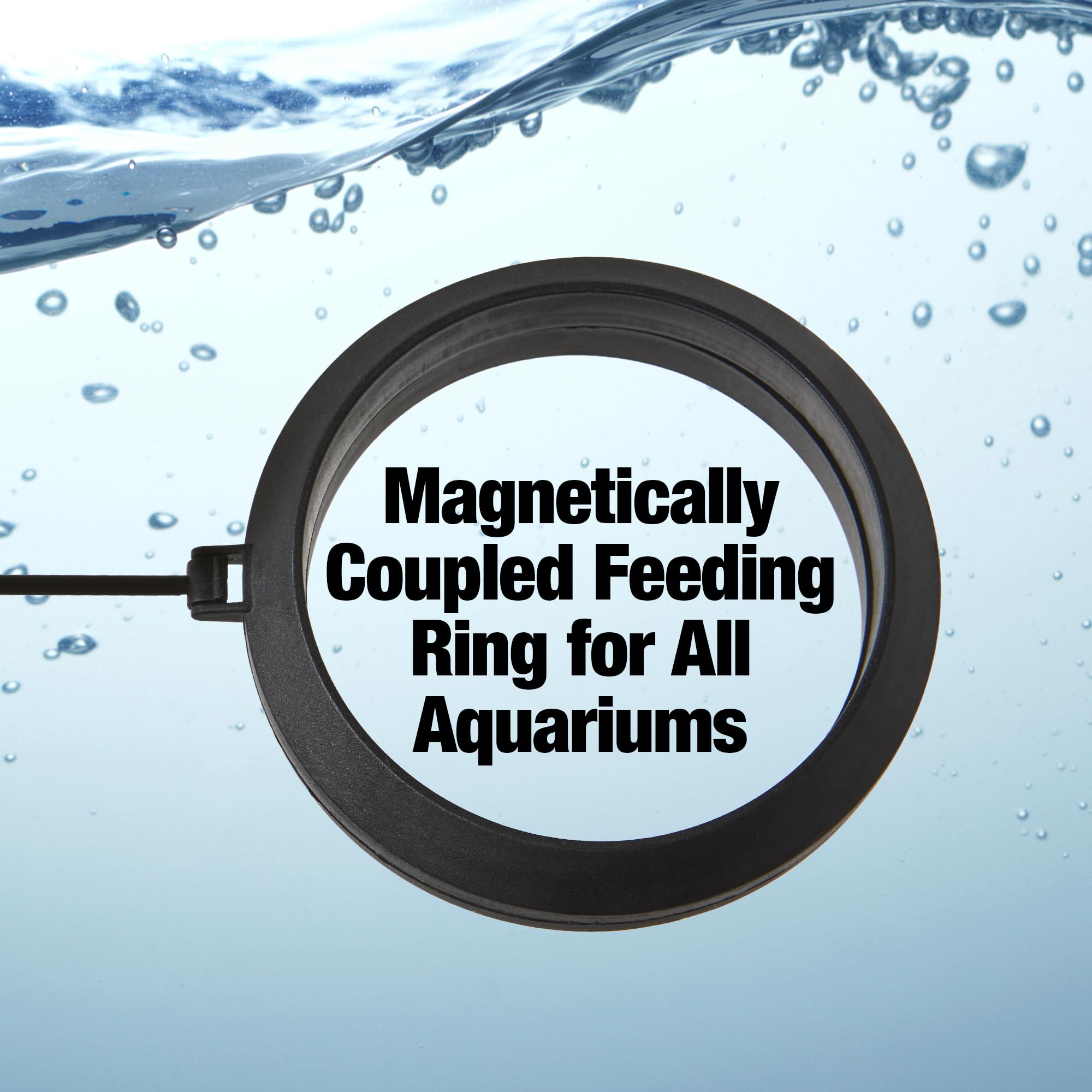 Two Little Fishies MagFeeder ring in aquarium setup demonstrating organized feeding
