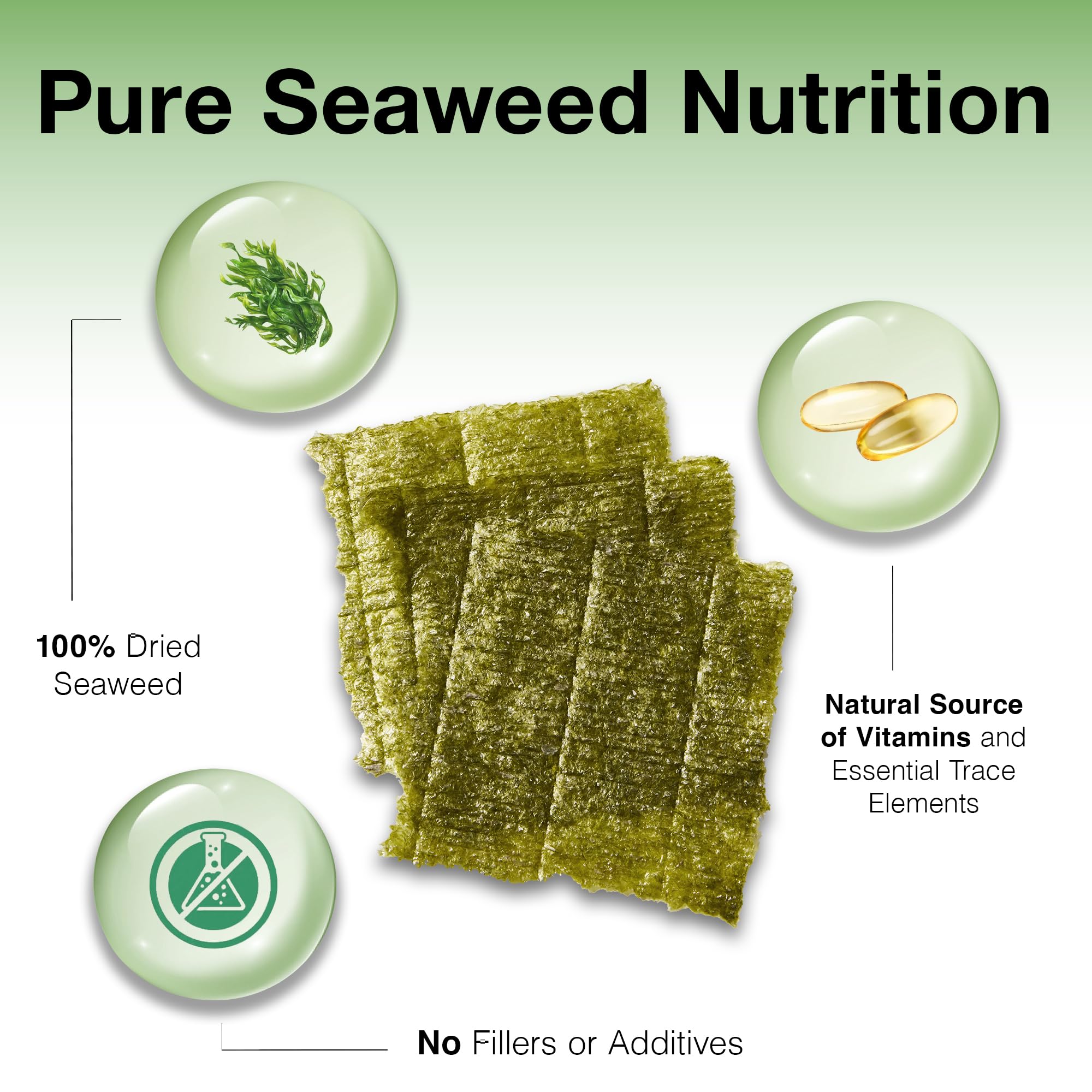 Two Little Fishies Sea Veg-Green Seaweed sheets closeup—thin, nutritious greens for grazing.