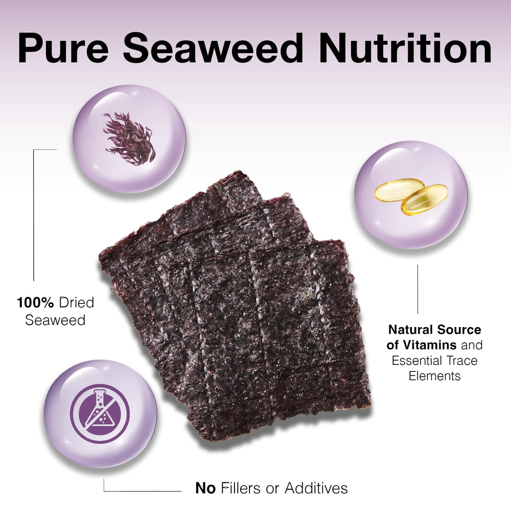 Two Little Fishies Sea Veg-Purple Seaweed label shows natural nutrition for tangs and surgeonfish.